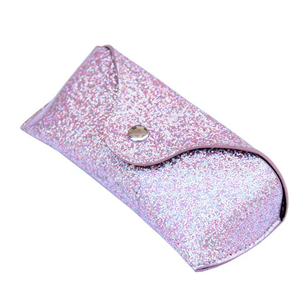 Low MOQ High Quality Dazzling Glitter Soft Leather Glasses Case Wholesale PU Sunglasses Packaging Glasses Pouch