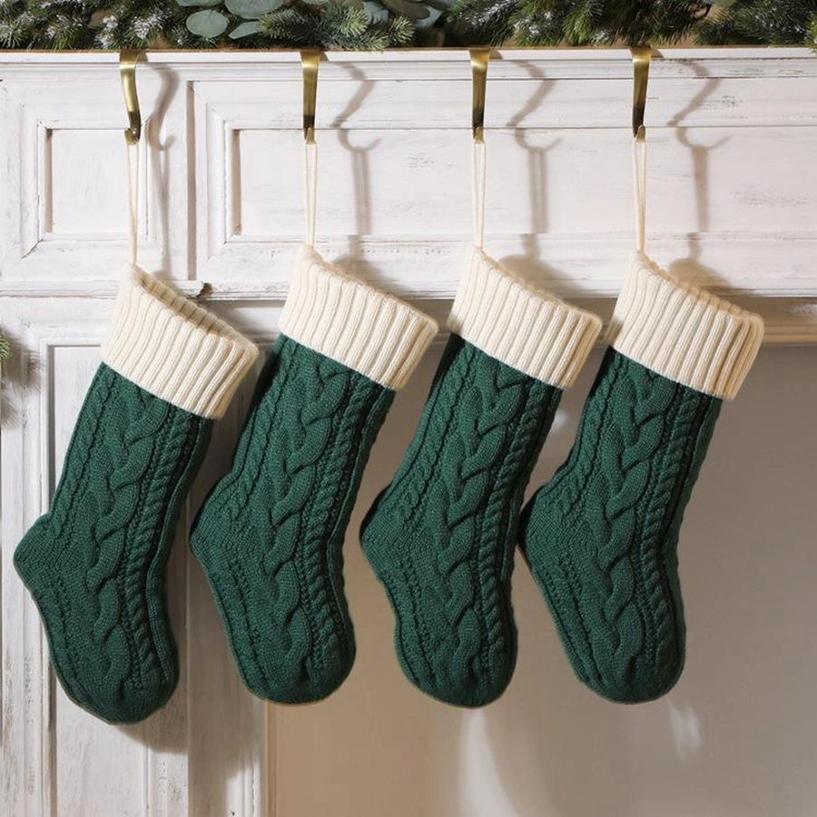 Large Hanging Cable Knitted Christmas Stockings Classic Personalized 18 Inches Christmas Decorations