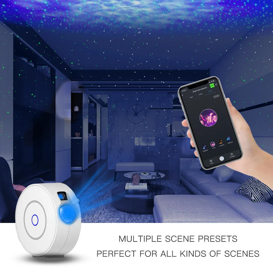 Tuya WiFi Control Smart Galaxy Star Projector 16 Colors RGB Dimming Night Light Starry Sky Nebula Moon Space Star Projector