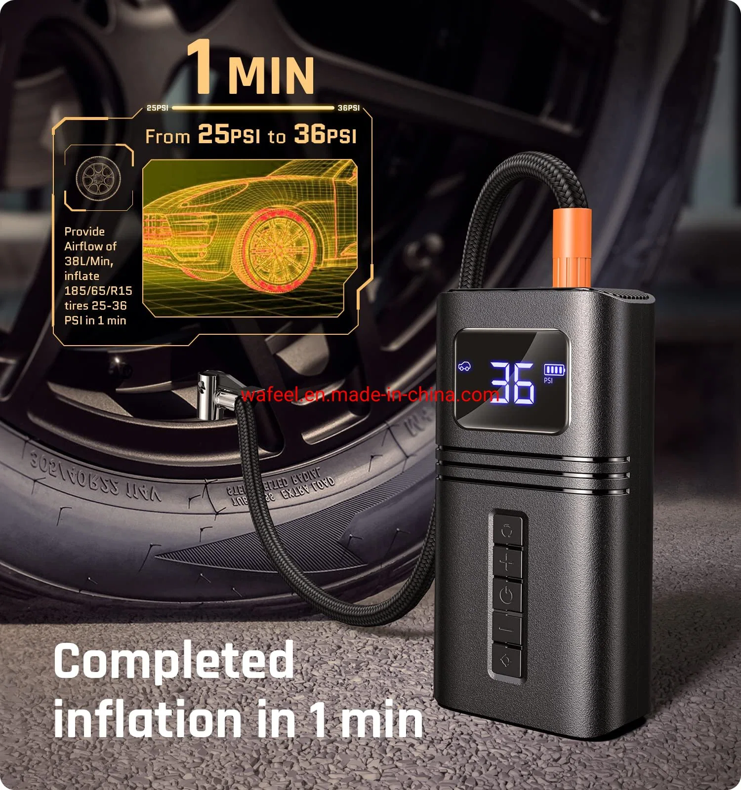 Outdoor Lighting Sos Function Portable Air Compressor for Car