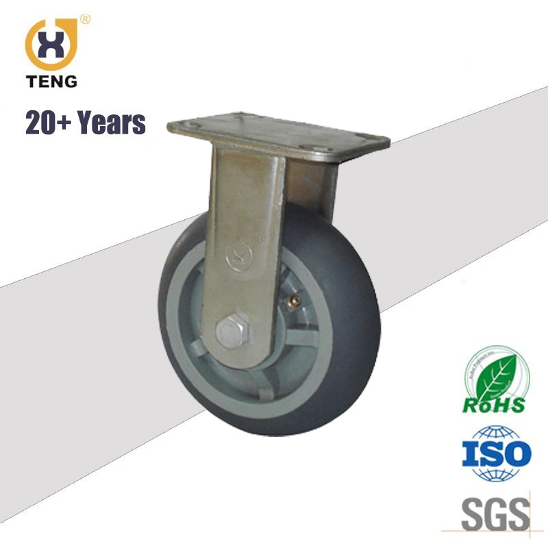 Factory Industry Heavy Duty 8 Inch Rigid Fixed Top Plate TPE Castor Wheel Caster