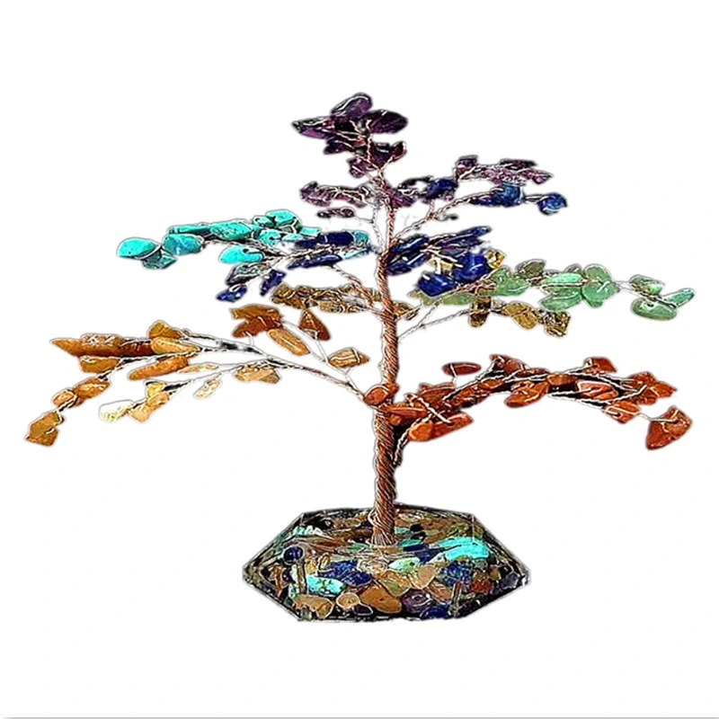 Christmas Rainbow Seven Chakra Gemstone Crystal Tree Ornaments Home Decor Office Gift Tree Christmas Tree