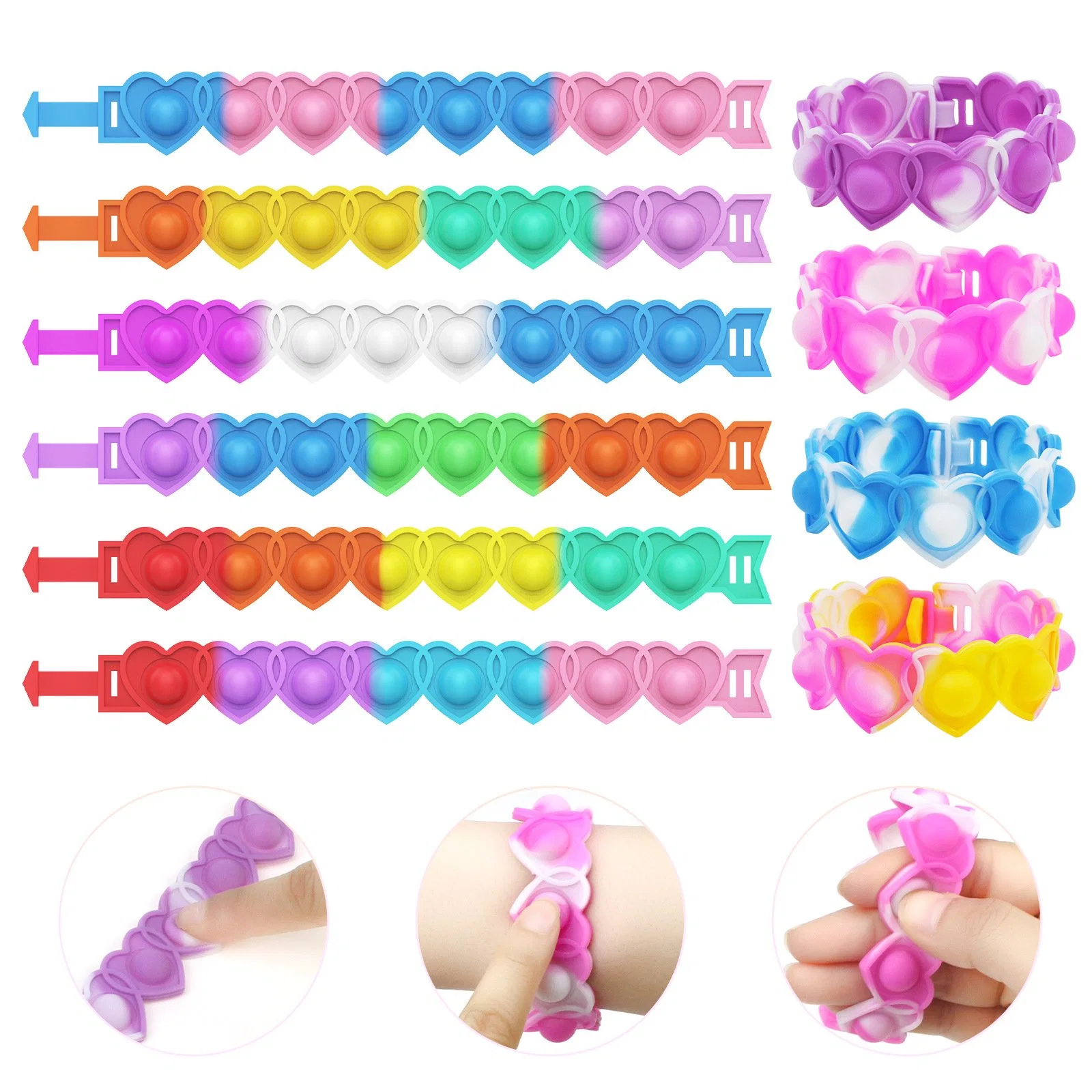 Venda por grosso de Silicone coloridas Fidget Stress Reliever bolha da Pulseira de brinquedos brinquedos sensoriais Bracelete Pop