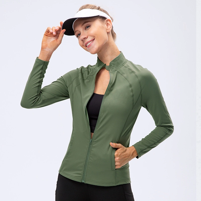 Women Autumn Winter Yoga Tops Long Sleeve Shirts Running Hiking Light Jackets Gym Wear Zipper Lightweight Fitness Crop