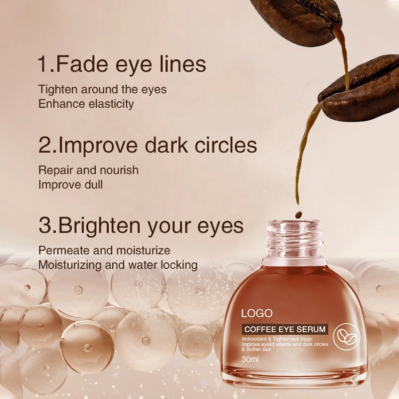 Private Label Coffee Eye Serum Facial Vitamin C Hyaluronic Acid Collagen Wrinkles Anti Aging Caffeine Eye Serum