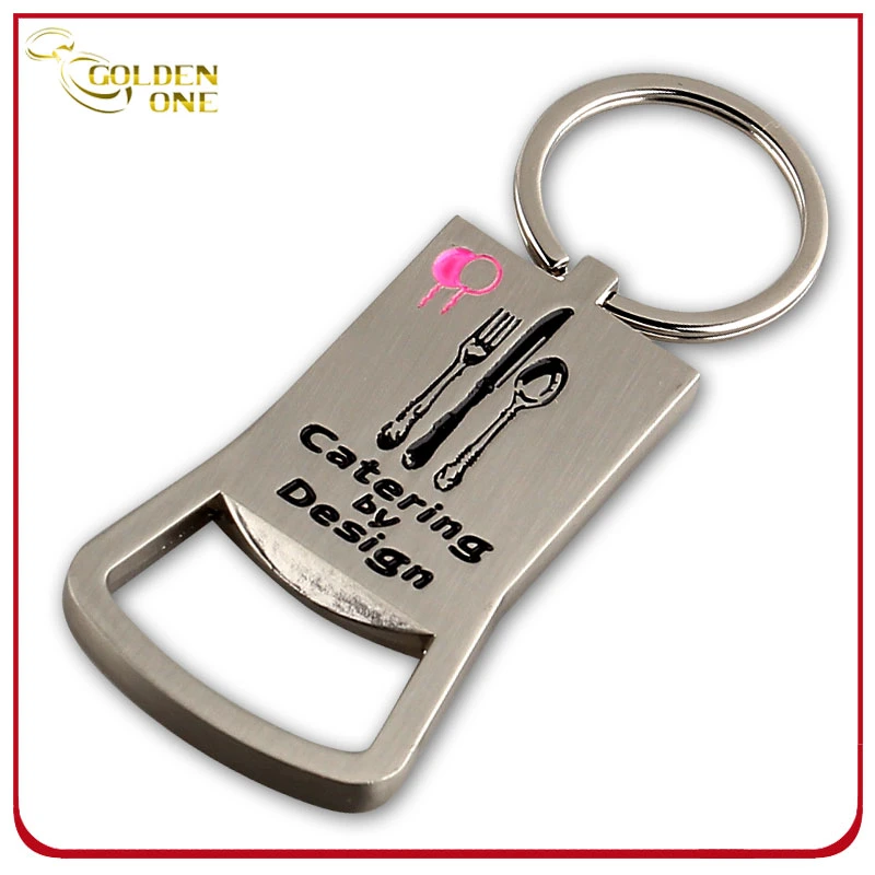 Soft Enamel Stainless Steel Brush Finish Bottle Opener Keychain