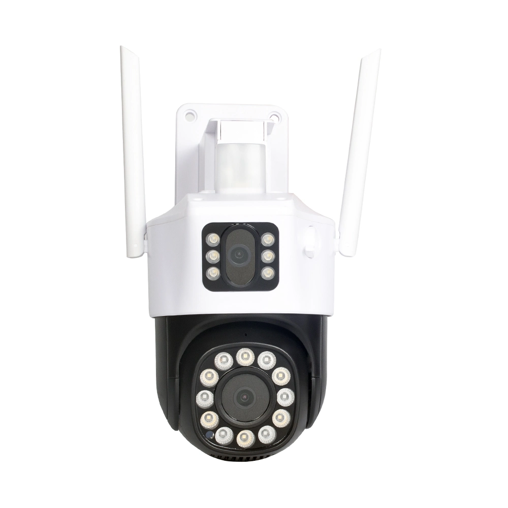 Hicotek 2023 4MP Caméra de sécurité IP CCTV sans fil PT Auto Tracking Audio Smart WiFi Double Objectif