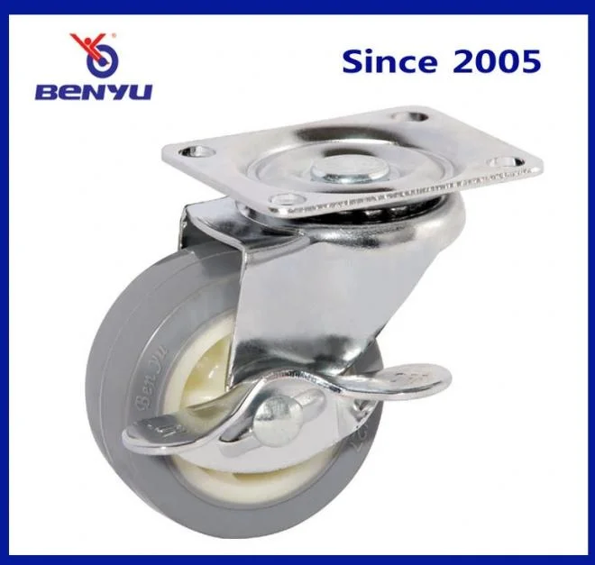 TPU Caster Wheel 75mm 3inch No Bearing 45kg Load Capacity in Gray Color for Furniture