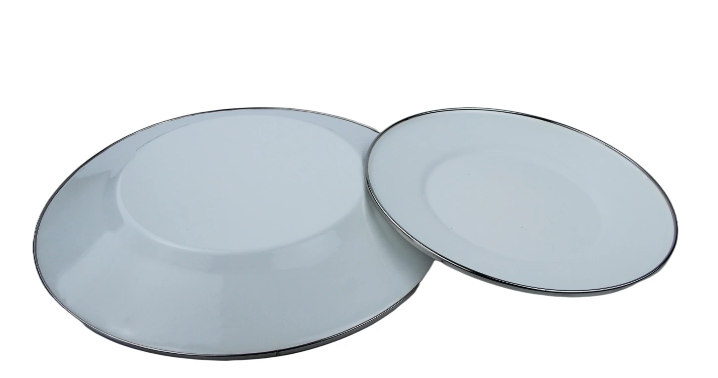 Fábrica al por mayor Unbreakable Tableware Conjuntos Metal esmalte Acero Plato platos Para plato de esmalte redondo de alimentos