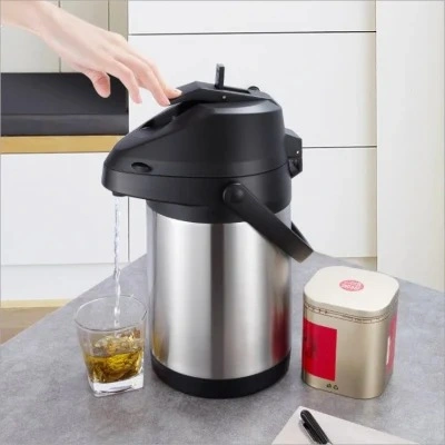 Double Wall Stainless Steel Silver Pump Flask Airpot Air Pressure Coffee Pot