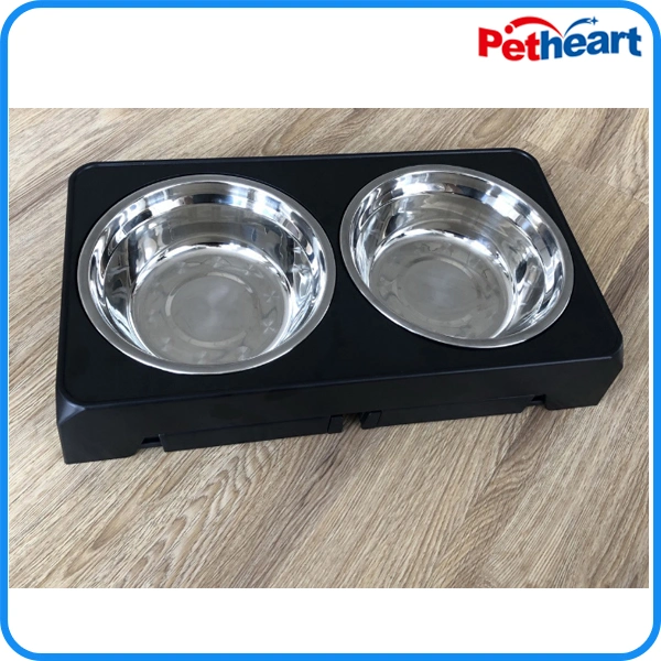 Accesorios para mascotas ajustable de acero inoxidable de doble Perro Bowl