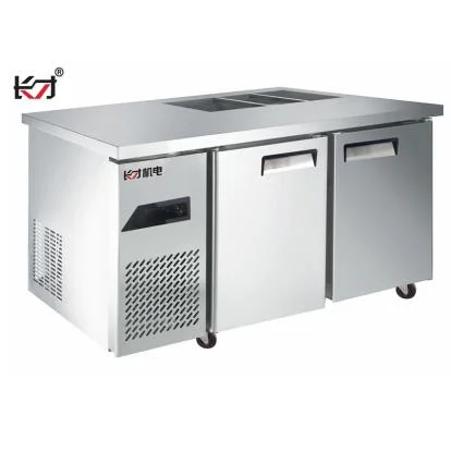 Qbtf2-7 Direct Cooling Restaurant Standing Flat Trolley Commercial Use Cooking Table Mini Refrigerator Freezer Price