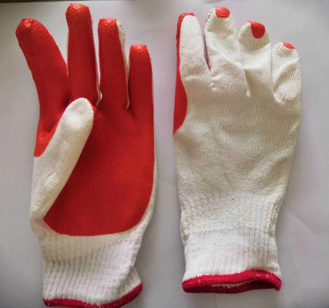 White Color 10 Gauge Cotton Knitted Latex Coated Construction Work Safety Gloves Labor Work Gloves