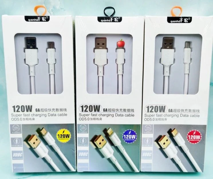 Factory Direct Fully Compatible Super Fast Charging 120W 6A Data Cable Suitable for Apple Android Xiaomi Vivo Huawei Mobile Phone Charging Cable