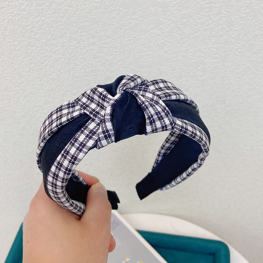 Plaid Headband Bowknot Hair Hoop Wide Edge Houndstooth Hairband Hair Accessories