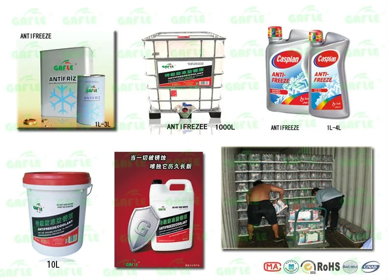 Gafle/OEM de alta calidad de diferentes capacidades Larga vida colorida refrigerante anticongelante de glicol de etileno