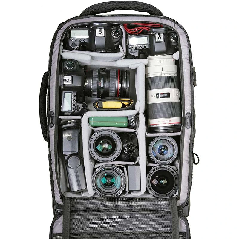 Sac vidéo pour appareil photo à roulettes à très grand insert étanche