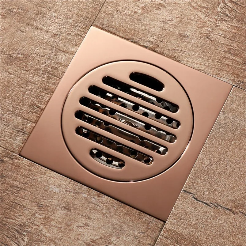 Modern Brass Rose Gold Bathroom Accessories - Anti-Odor Floor Drain with Shower Function, Durable and Stylish