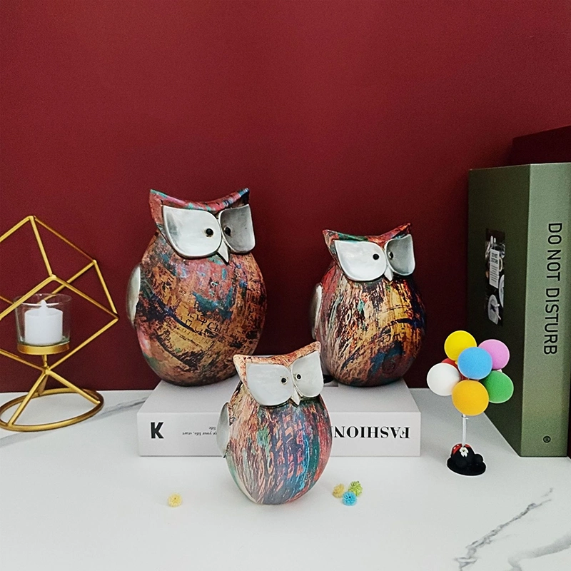 Owl Statue for Home Decor Creative Dazzling Ceramic Crafts Owl Ornaments Home Wine Cabinet Living Room Decorations