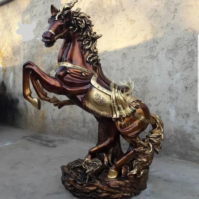 Jardín decoración estatua de bronce escultura de grandes caballos de salto de Caballo de Bronce la estatua