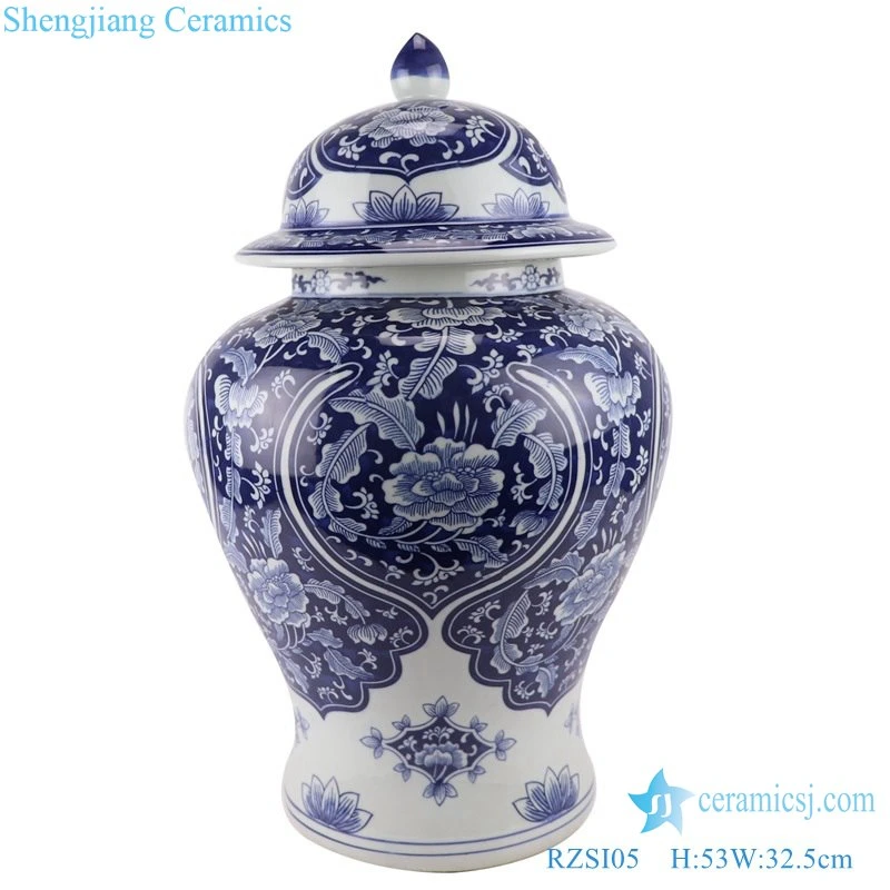 Rzsi05 Jingdezhen Texture Ceramica de Flores Azul y Blanco Jinger Jar