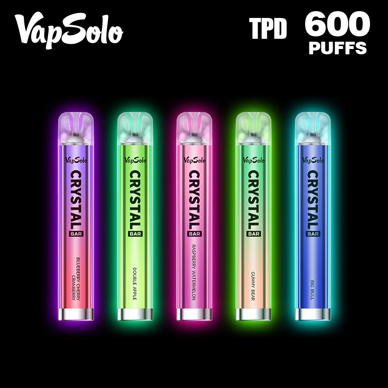 Vapesolo 600 Mesh Coil LED Light Vaporizer Boom Elf Crystal Disposable/Chargeable Vape Refillable Pod Kit