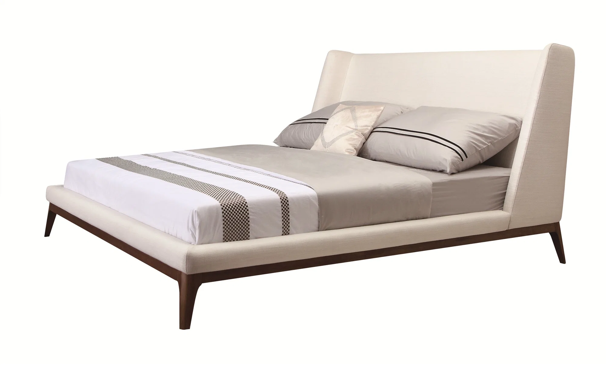 Zhida Foshan Inicio La Villa de proveedor de muebles de madera moderno dormitorio cama Queen Size cama de tela para la venta