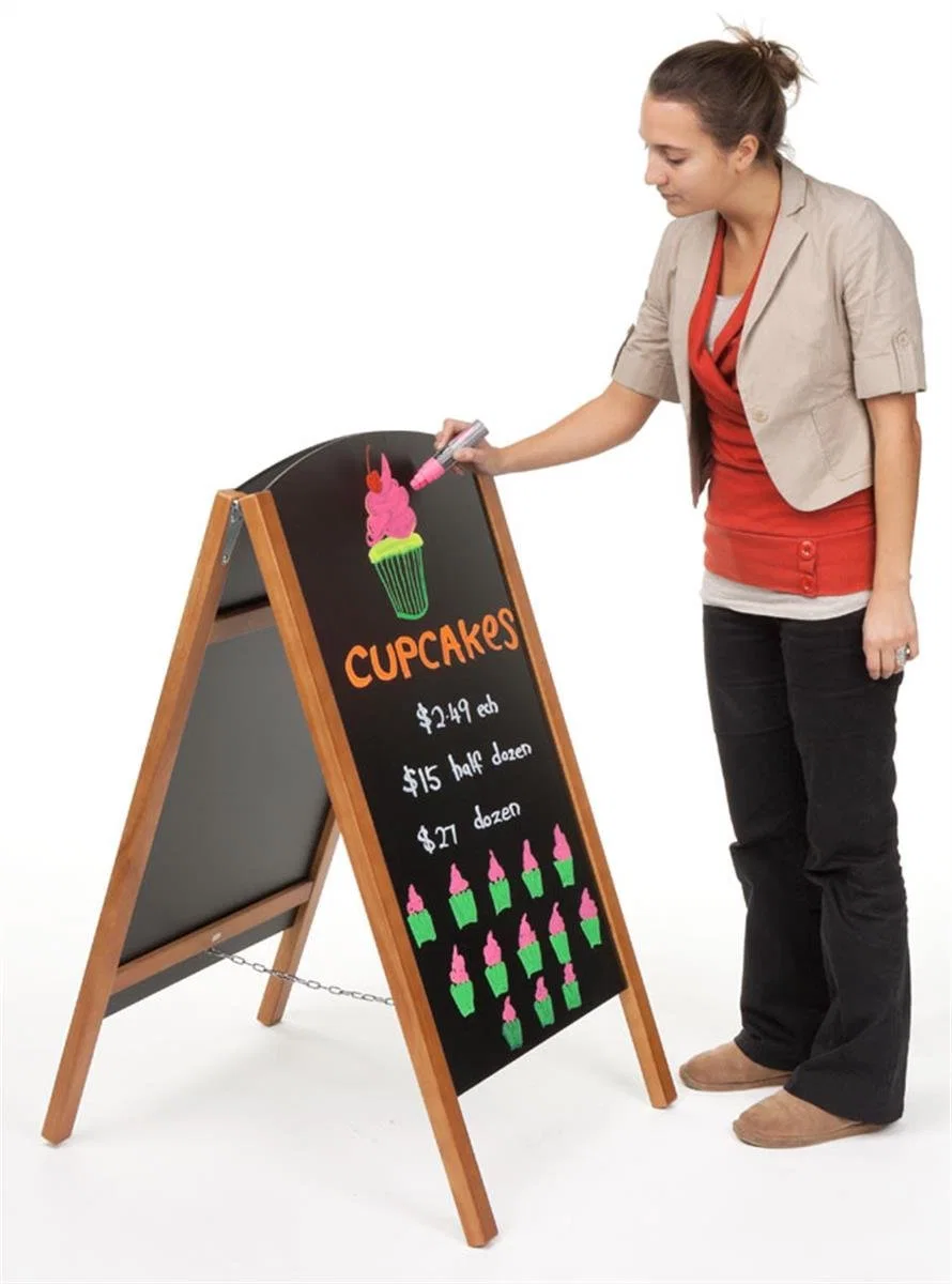 Foldable Blackboard Free Standing Double Side Restaurant Menu Wooden Chalkboard