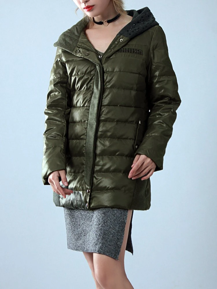 New fashion High quality/High cost performance  90% Grey Duck Down Coat Winter Women Long Duck Down Jacket with Hood