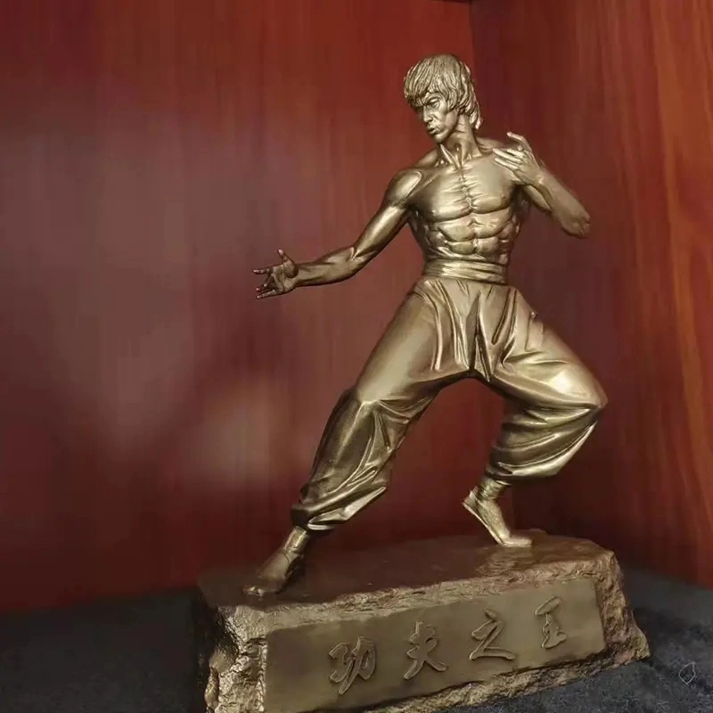 Custom Metal Figure Sculpture Chinese Kung Fu Bronze Bruce Lee Sculpture for Decoration