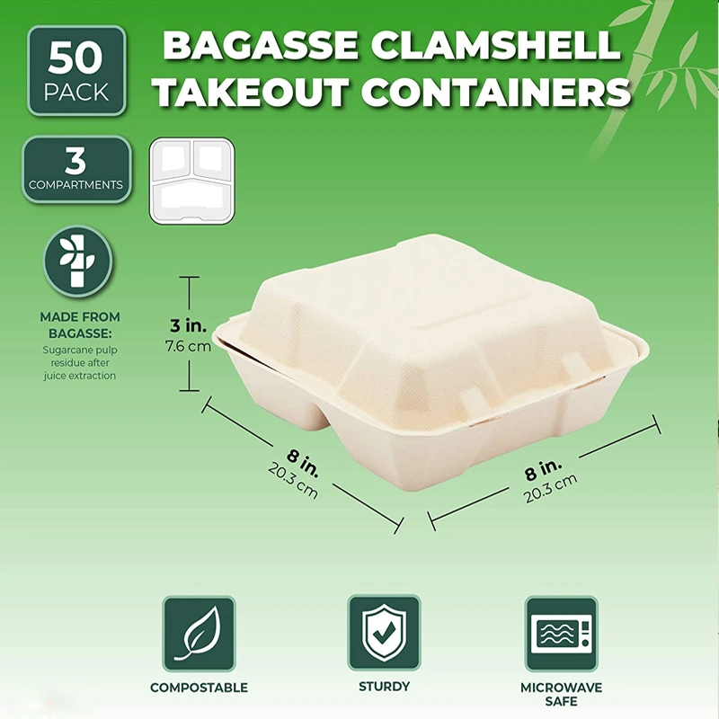 Biodegradable Tableware Storage Food Service Burger Bento Box Disposable Food Container