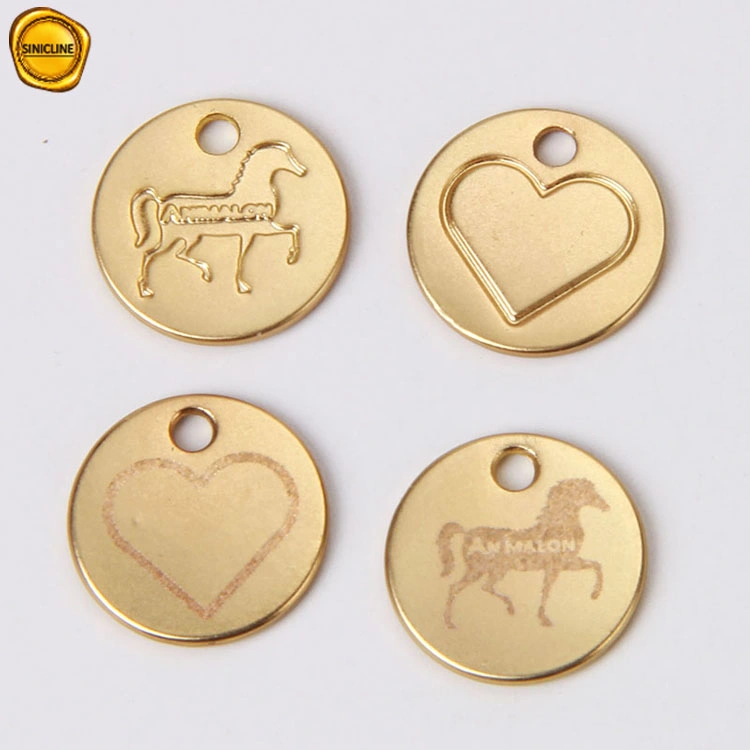 Sinicline Gold Plated Zinc Alloy Rounded Garment Accessories Tag Plate