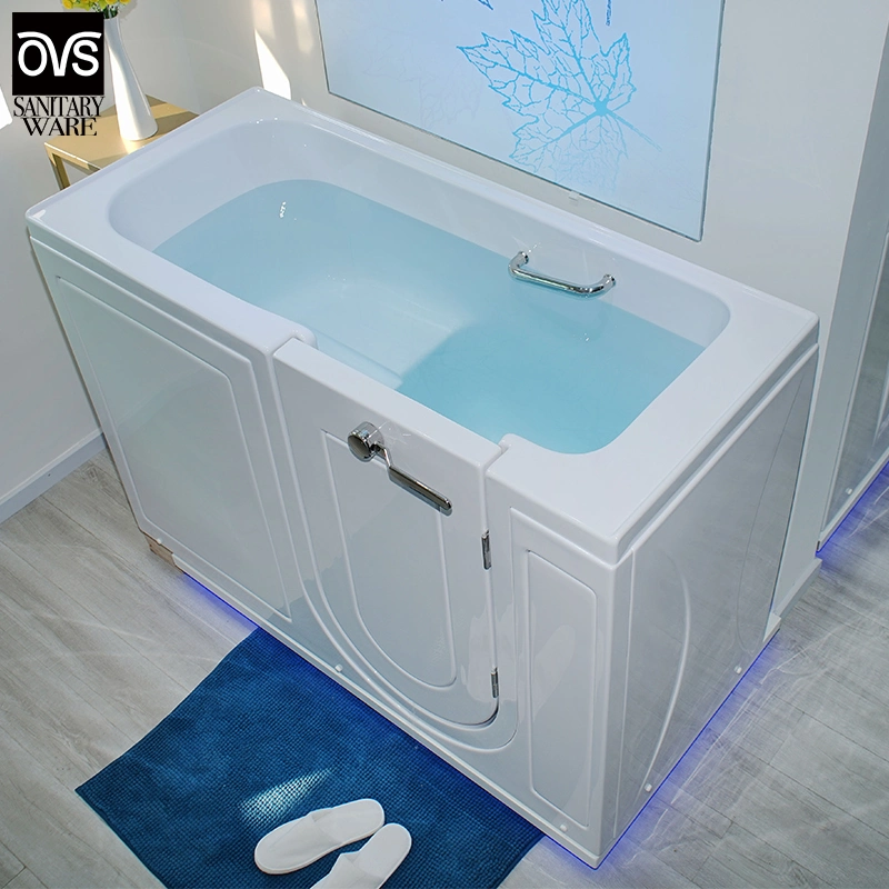 Walk in Rectangular Acrylic Freestanding Soaking Barrier-Free Bathtub for Elder and Handicapped People