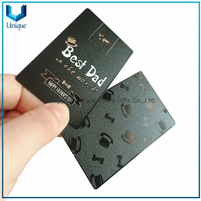 OEM Factory Wholesale/Supplier Stainless Steel Matte Finshing Black Metal Card, Souvenir Metal Gift Card, Custom Design Business Card