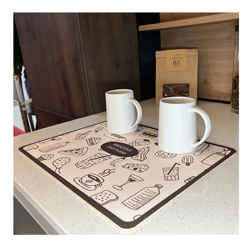 Large Eco-Friendly Rubber Easy Clean Heat Resistant Dish Drying Mat for Kitchen Counter