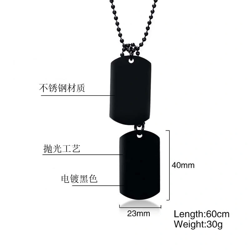 Wholesale/Supplier Fashion Jewelry Stainless Steel Engraved Double Tag Pendant Men Pendant