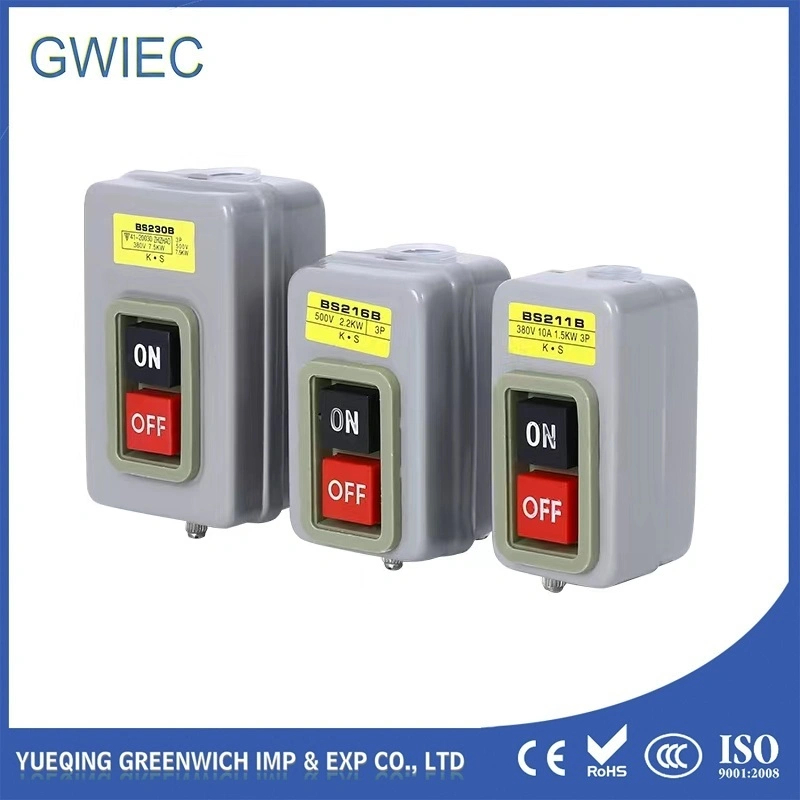 AC220V 380V BS211b BS216b BS230b Start Push Button Switch 3 Phase Motor Control Start Stop on off Switch 3.7kw