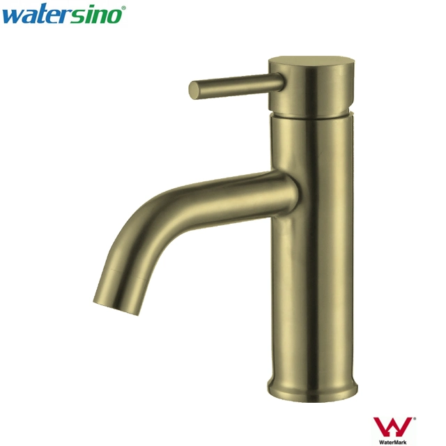 Watermark Wras Cupc CE Brushed Gold Stainless Steel Bathroom Sink Basin Faucet