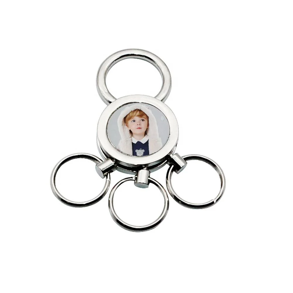 Keychain Manufacturer New Design 3 Charms Set Keychains Sublimation Blank Metal Key Chain with 3 Round Tag A18