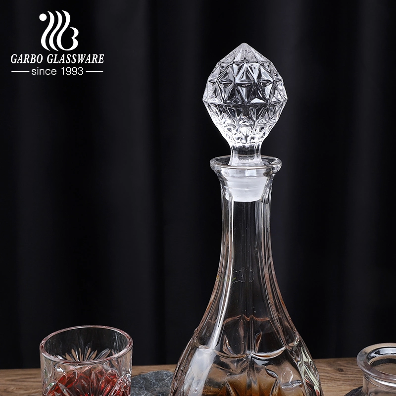 High-Quality 800ml Round Glass Wine Bottle Whisky Decanter Crystal Collection Carafe Beer Storage Holder with Stopper