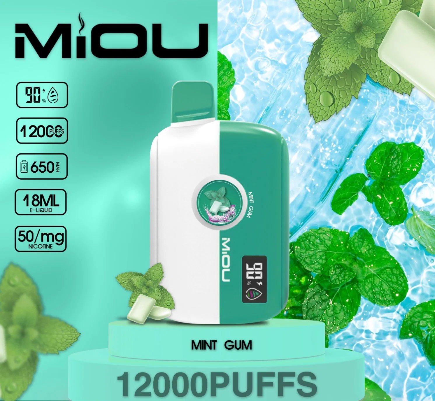 Os produtos mais recentes preço grossista Miou 12000 borlas para isqueiros recarregáveis Vape Pen
