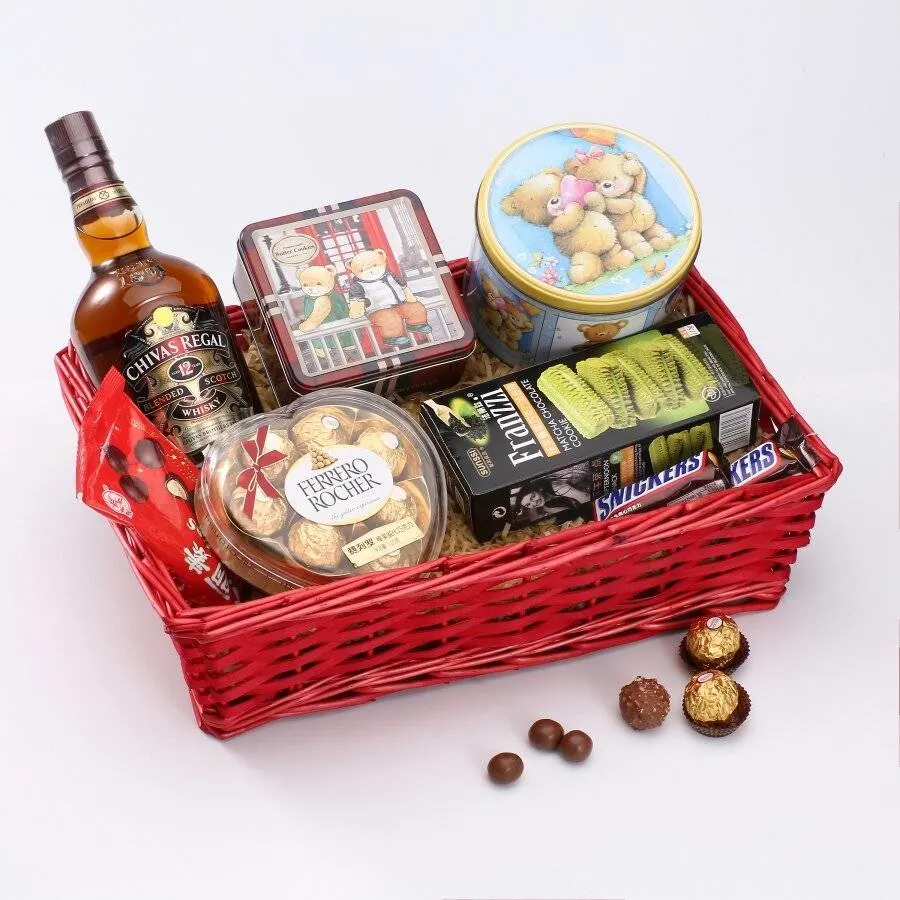 Natural Rectangular Woven Empty Xmas Wedding Birthday Knitting Gift Wicker Hamper Basket