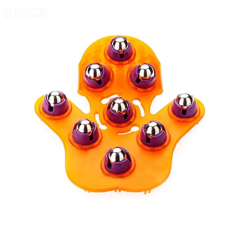 360 Degree Rotation 9 Metal Balls Held Hand Massager Palm Shaped Yoga Rehab Pain Relieve Massage Roller Glove