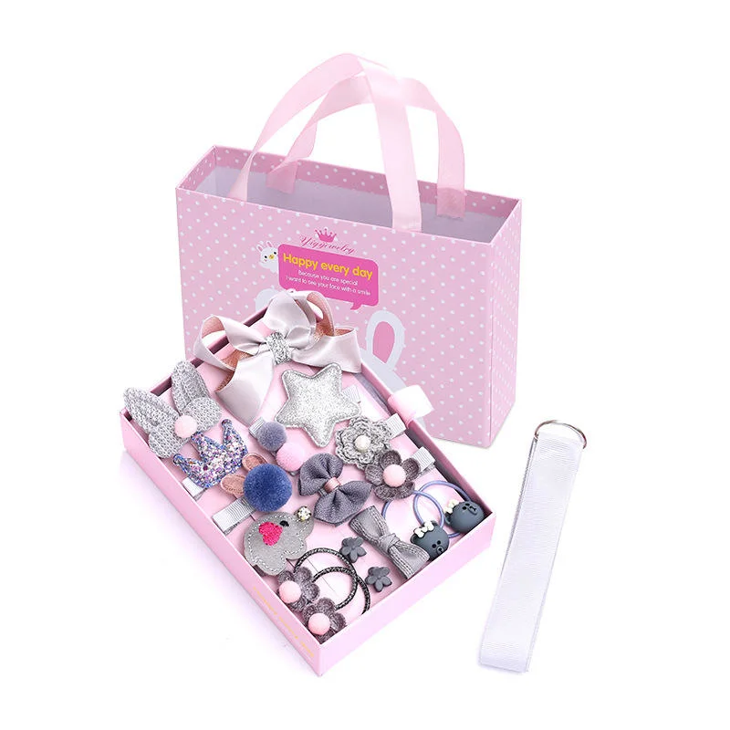 Hot Korean Kids 18 PCS Hair Accessories Set with Gift Box for Baby Girls