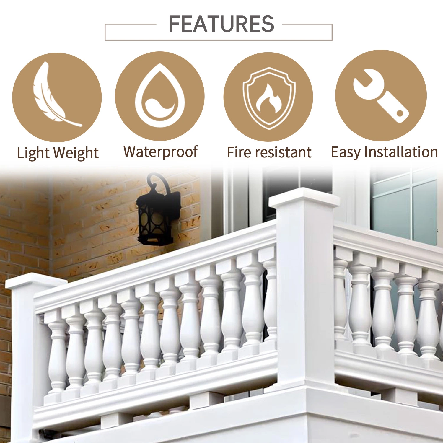 Auuan High quality/High cost performance Polyurethane Baluster Stair Railing Handrail Balustrades