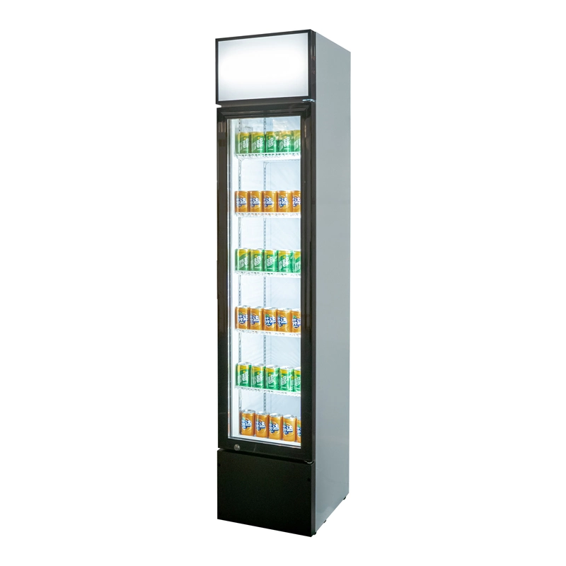 Single Glass Door Slim Commercial Supermarket Display Fridge for Energy Drink