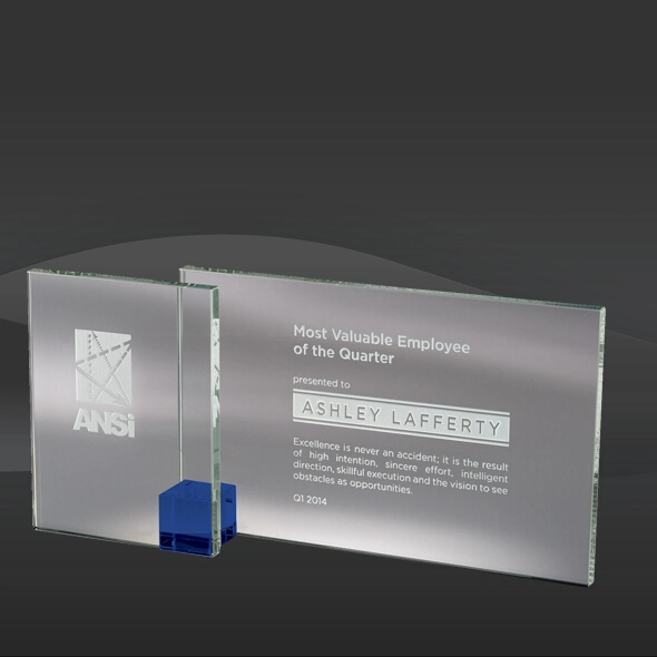 Bloc d'ombre bleu Crystal Award (JC-2480BLU, JC-2481BLU)