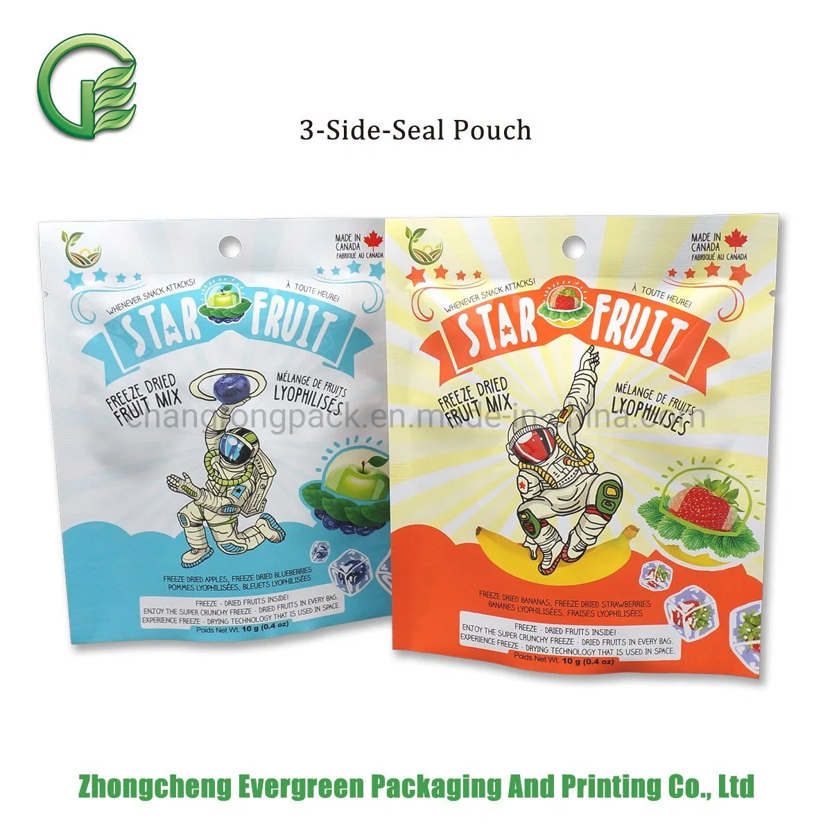 Snack Food Dried Fruits Berries Aluminium Foil Zipper Stand up Packaging Bags