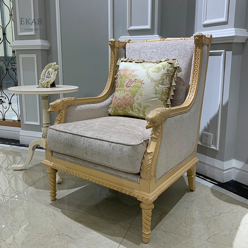 Nova Design Luxo estilo antigo Madeira esculpida Classic poltrona lazer Cadeira