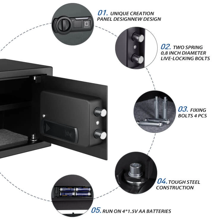 Tucen Quick Access Fingerprint Safe Box Security Box